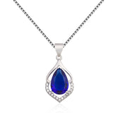 Style Colored Gems Water Drop Pendant Clavicle Chain