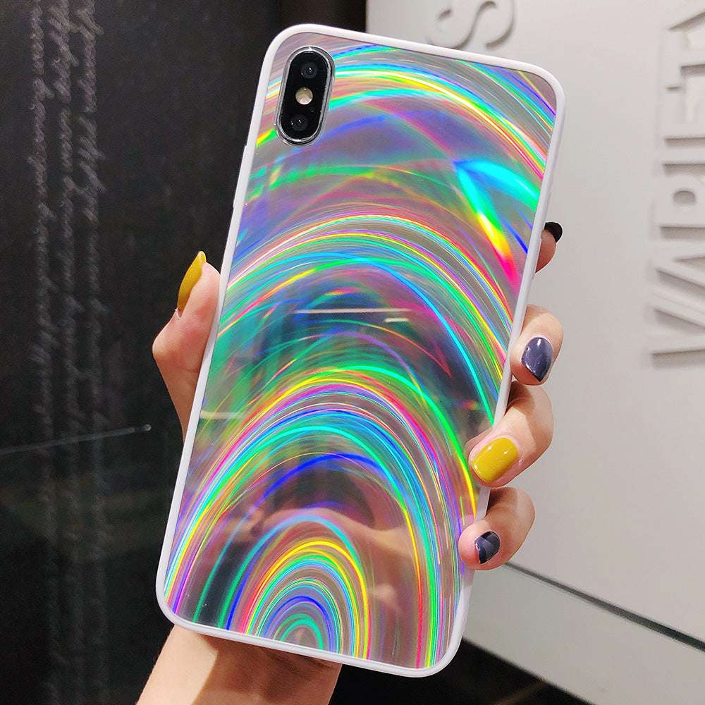 3D Rainbow Glitter Gradient Back Cover Phone Case - Minihomy