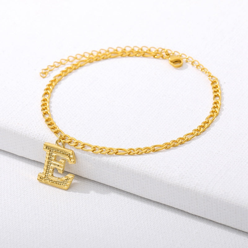 Initial Gold Letter Anklet Alphabet Pendants Jewelry - Minihomy