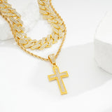 Full Diamond Cross Pendant Cuban Link Chain - Minihomy