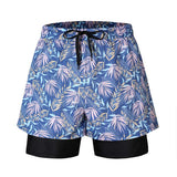 Loose Swimming Trunks Summer Printed Double Layer Beach Shorts - Minihomy