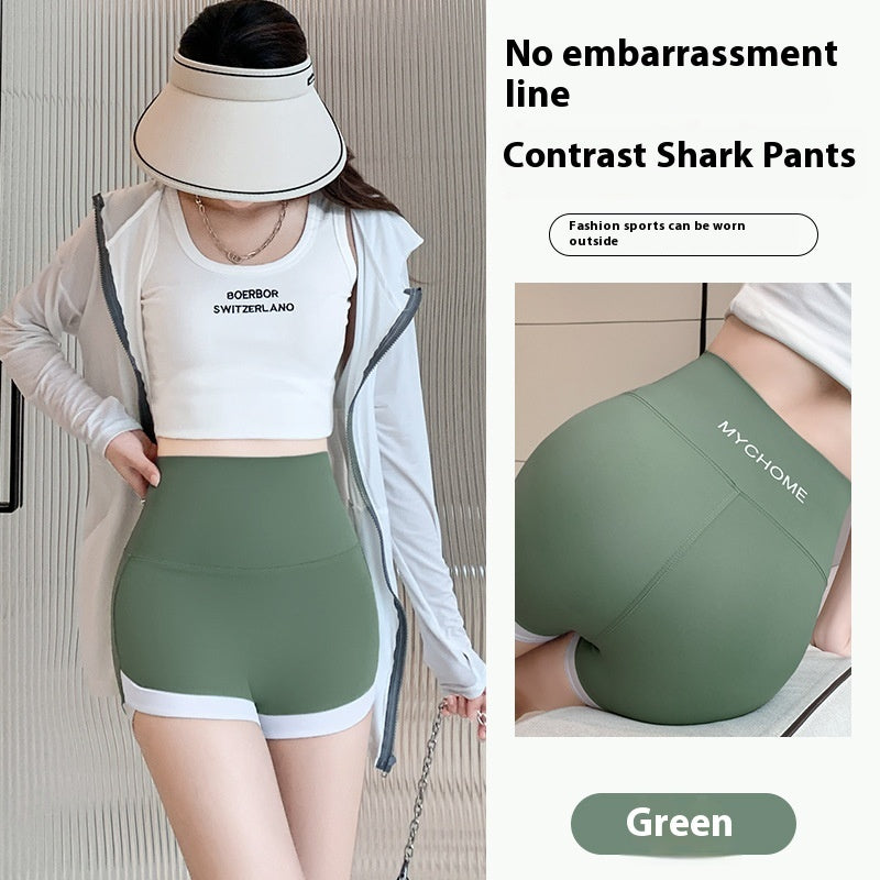 Women's High Waist Tummy Control Shark Shorts for Running, Yoga & Gym