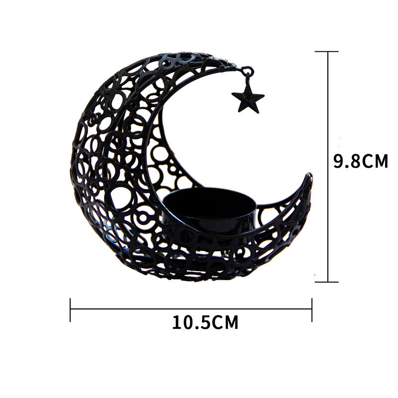 Modern Romantic Crescent Moon and Star Metal Candle Holder - Light Luxury Home Decor - Minihomy