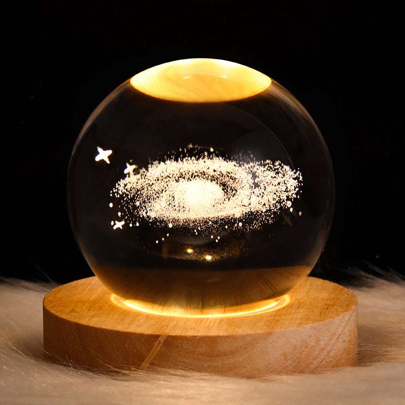 LED Night Light Galaxy Crystal Ball Table Lamp - 3D Planet Moon Lamp for Bedroom Home Decor - Minihomy