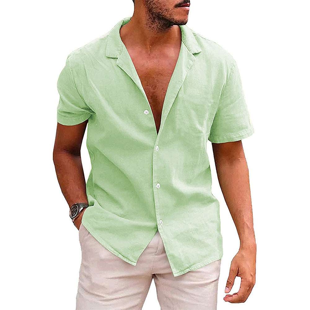 Men's Tops Casual Button Down Shirt Short Sleeve Beach Shirt Summer - Minihomy