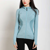 Hooded sports jacket women running yoga wear - Minihomy