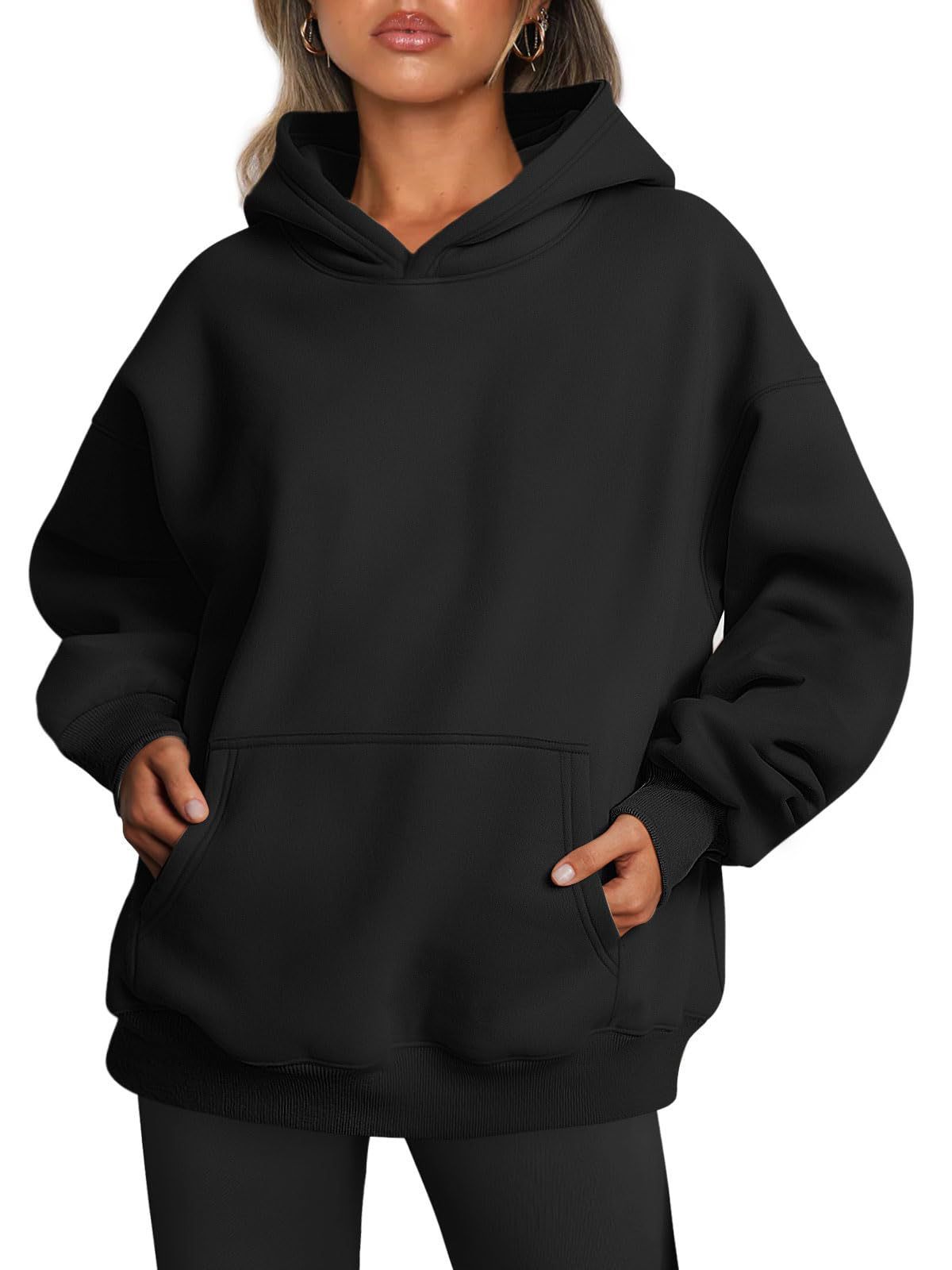 Women's Oversized Fleece Hoodie Sweatshirt with Pocket - Long Sleeve Pullover