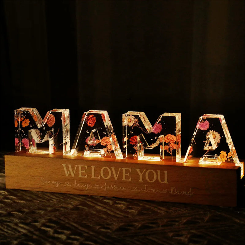 Mother's Day Custom Flower Printed LED Night Light Creative Gift Printing Acrylic Night Light Text Birthday Flower Ornaments - Minihomy