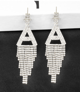 925 Silver Needle Ornaments Rhinestone Letter B Earrings Banquet Tassel Ear - Minihomy