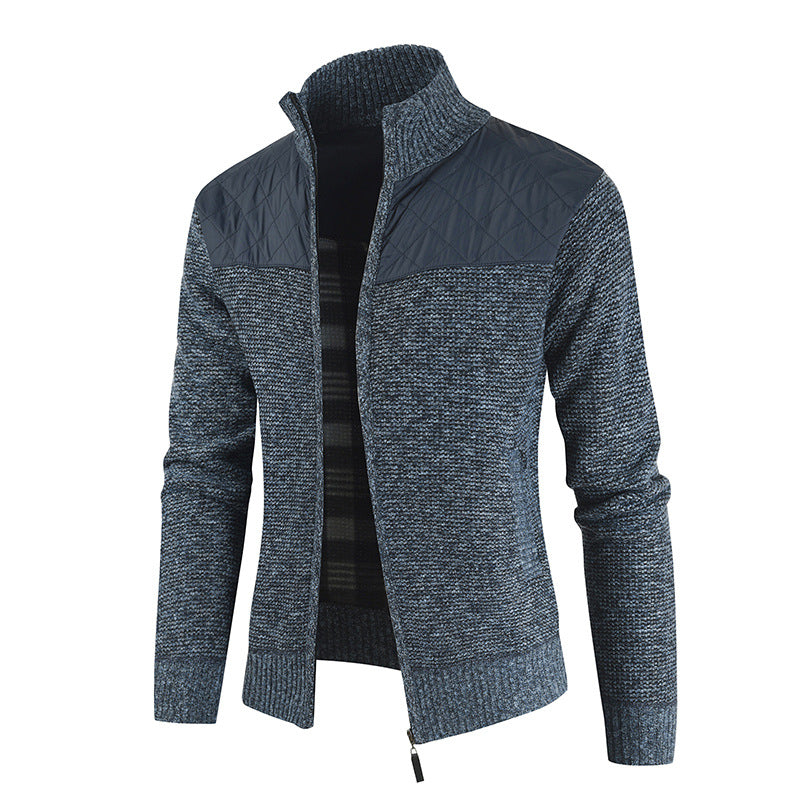 Men's Fleece-Lined Thickened Stitching Casual Cardigan Sweater - Minihomy