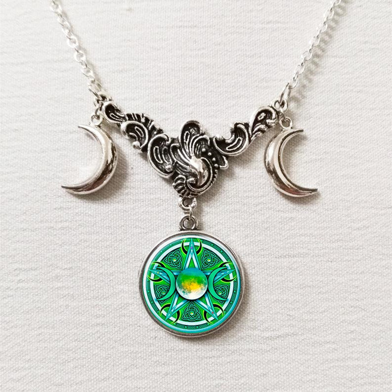 Triple Moon Silver Necklace