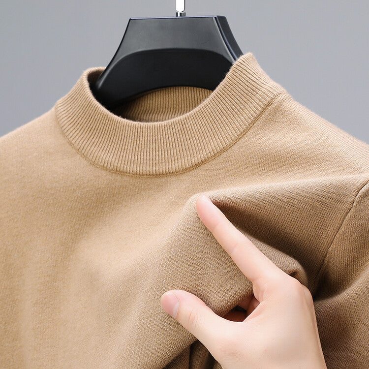 Half Turtleneck Thermal Young and Middle-Aged Casual Solid Color Sweater - Minihomy