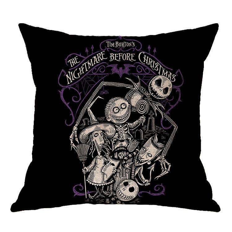 Linen Skull Halloween Pillow Cover - Minihomy