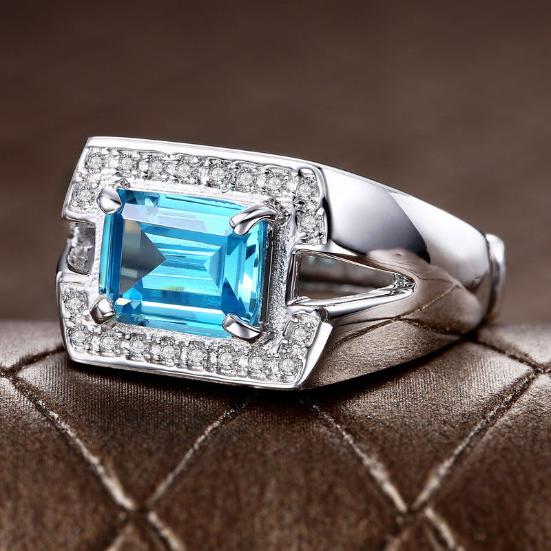 S925 Silver Inlaid Zircon Men's Ring: Elevate Your Style with Elegance