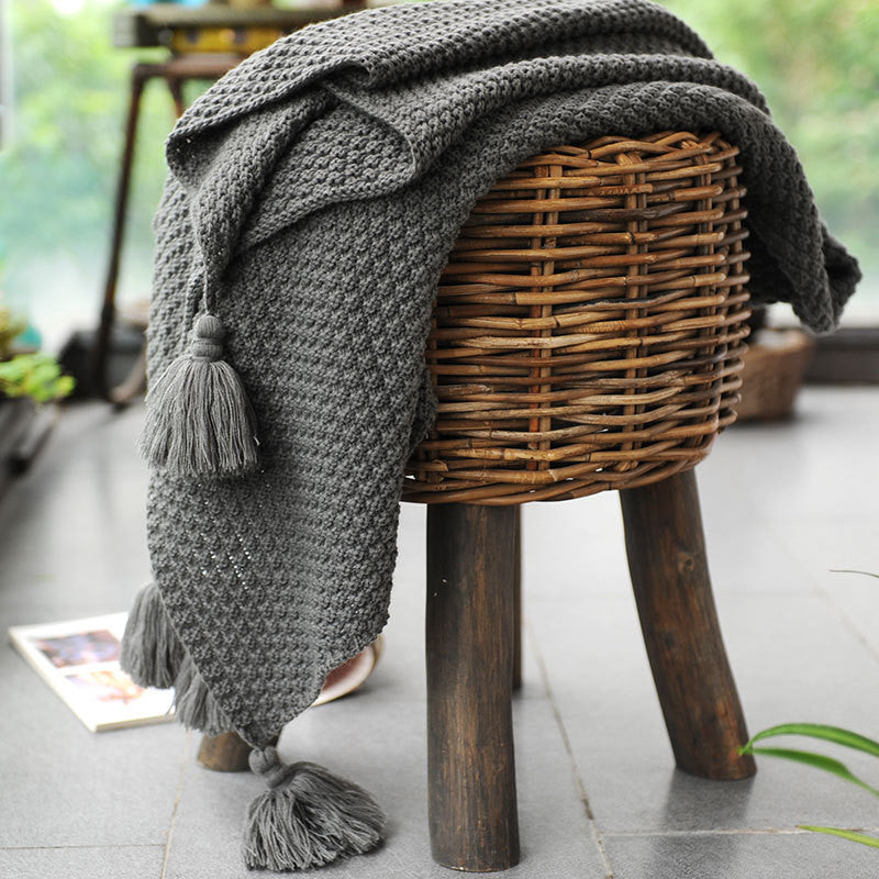 Knitted Blanket Bed End - Nordic Woolen Sofa Blanket - Minihomy