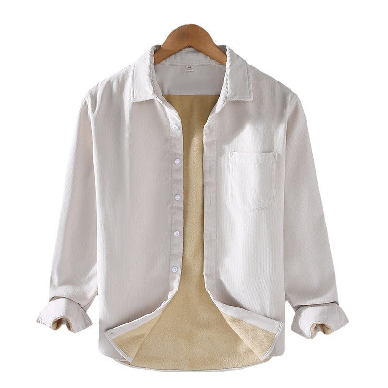 Men's Square Collar Cotton Corduroy Padded Shirt - Minihomy