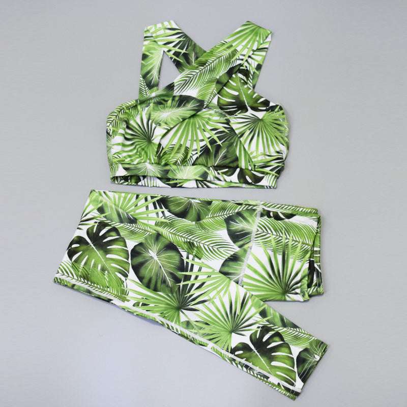 Leaf Print Yoga Fitness Set - Minihomy