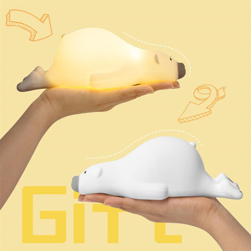 Cute Bear Silicone Night Light - 3 Brightness Levels, Bedside Lamp for Kids Room Decor - Minihomy