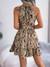 Casual Leopard Print Ruffled Swing Dress Summer Fashion Beach Dresses Women - Minihomy