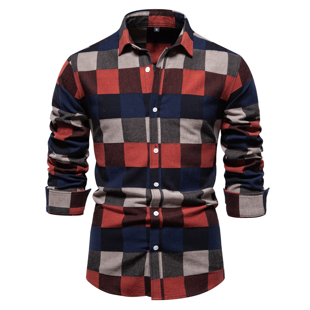 Men's Plaid Long Sleeve Shirt Top - Minihomy