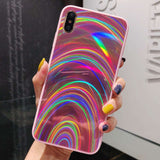 3D Rainbow Glitter Gradient Back Cover Phone Case - Minihomy