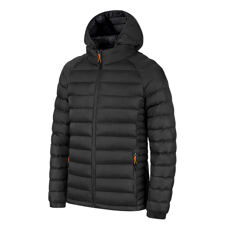 Men's Lightweight Winter Hooded Jacket - Warm, Zipper, Pockets