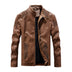 Men Leather Jacket Winter And Autumn Motorcycle PU Warm Fashion Coat - Minihomy