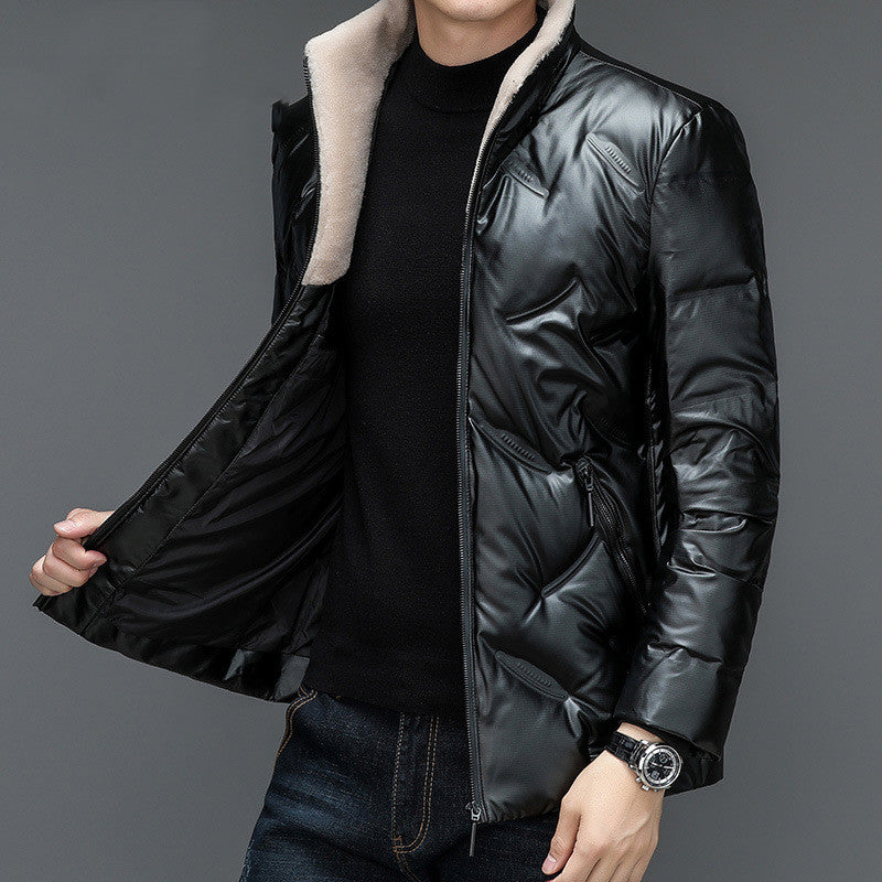 Men's Warm and Cold-Proof Waterproof Jacket with Wool Collar Down Jacket - Minihomy