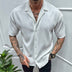 Men's Cardigan Solid Color Short Sleeve Shirt - Minihomy