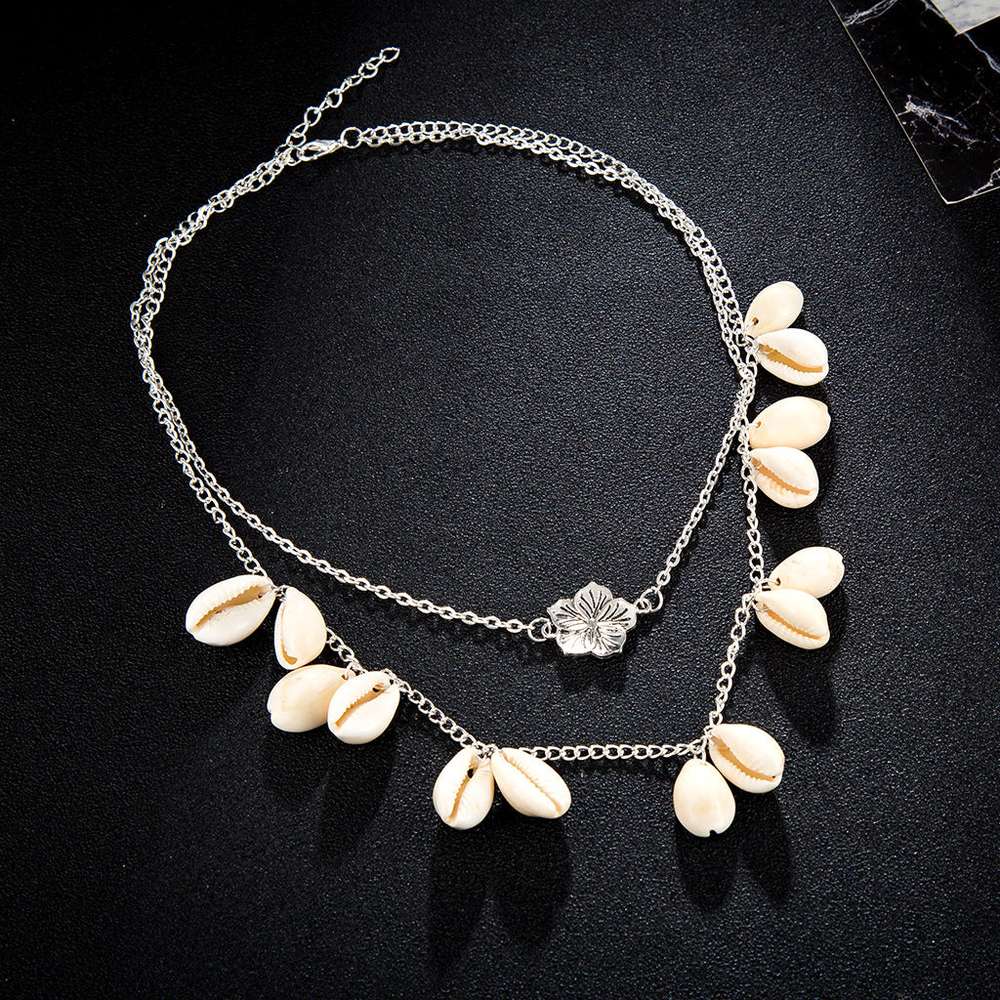 Alloy Flower Shell Necklace - Minihomy