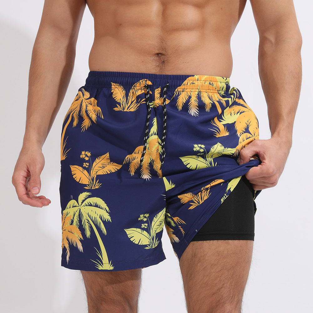 Gradient Printed Beach Shorts - Double Layer Casual Sport Shorts - Minihomy