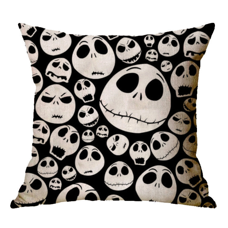 Linen Skull Halloween Pillow Cover - Minihomy