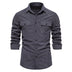 Men's Slim Corduroy Solid Color Long Sleeve Shirt - Minihomy