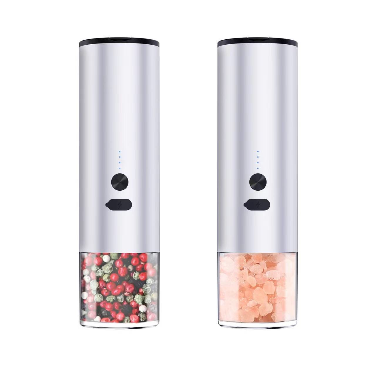 Rechargeable Electric Salt & Pepper Grinder Set with LED Light - Kitchen Gadgets