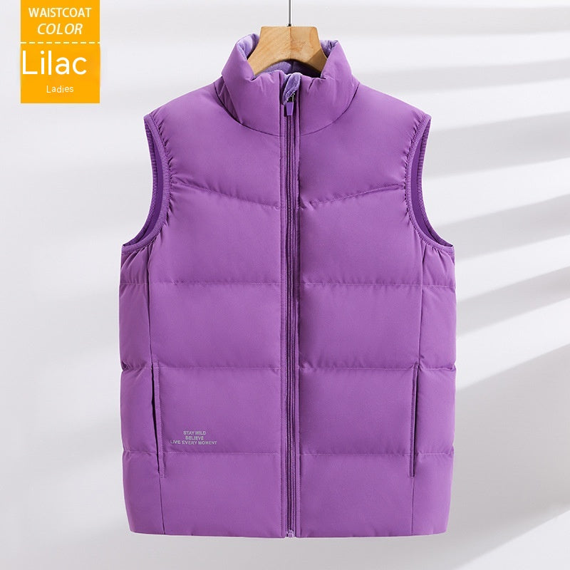 Plus Size Down Vest Stand Collar Waistcoat - Minihomy