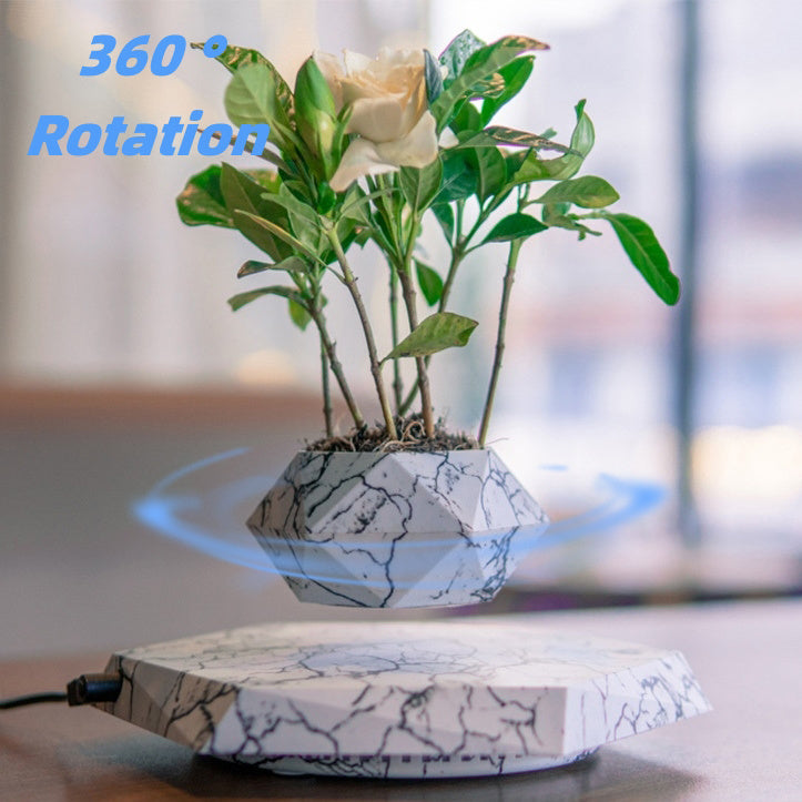 Levitating Plant Pot Marble Color Floating Planter Magnetic Levitation Bonsai Pot Office Home Decoration Kids Birthday Gift Home Decor - Minihomy