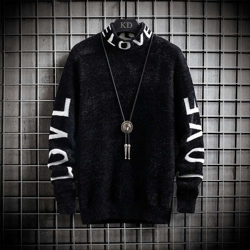 Men High Neck Loose Personalized Sweater - Minihomy