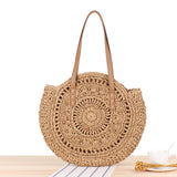 Simple Round Shoulder Bag Straw Handbag Summer Beach Bags