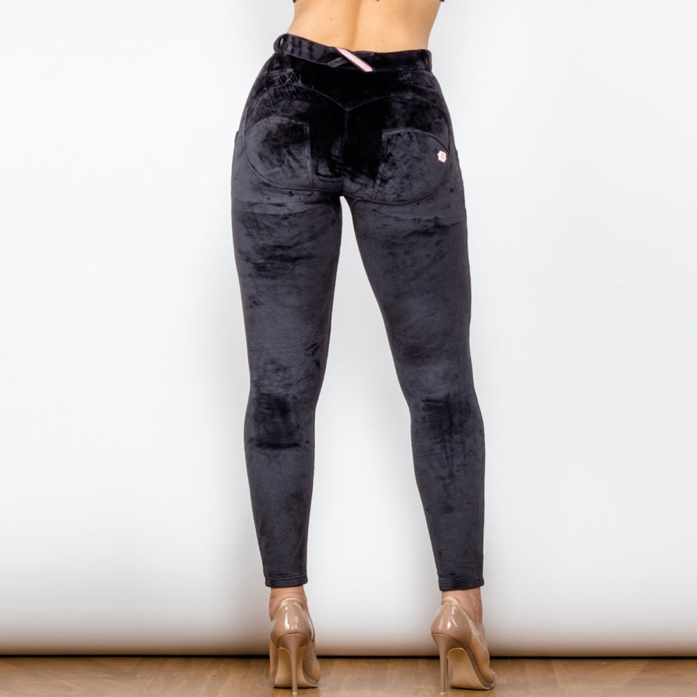 Shascullfites Melody push up black velvet pants women warm chenille track pants for winter