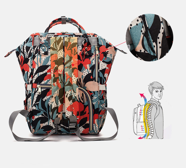 Maternity Multifunctional Maternity Bag Waterproof Floral Diaper Backpack - Minihomy