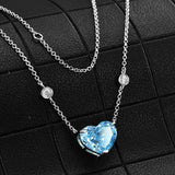 Ocean Blue Heart-shaped Zircon S925 Sterling Silver Necklace - Minihomy