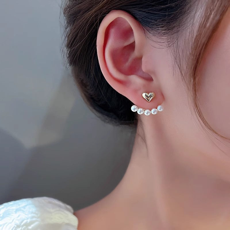 Silver Needle Small Pearl Stud Earrings Female Design