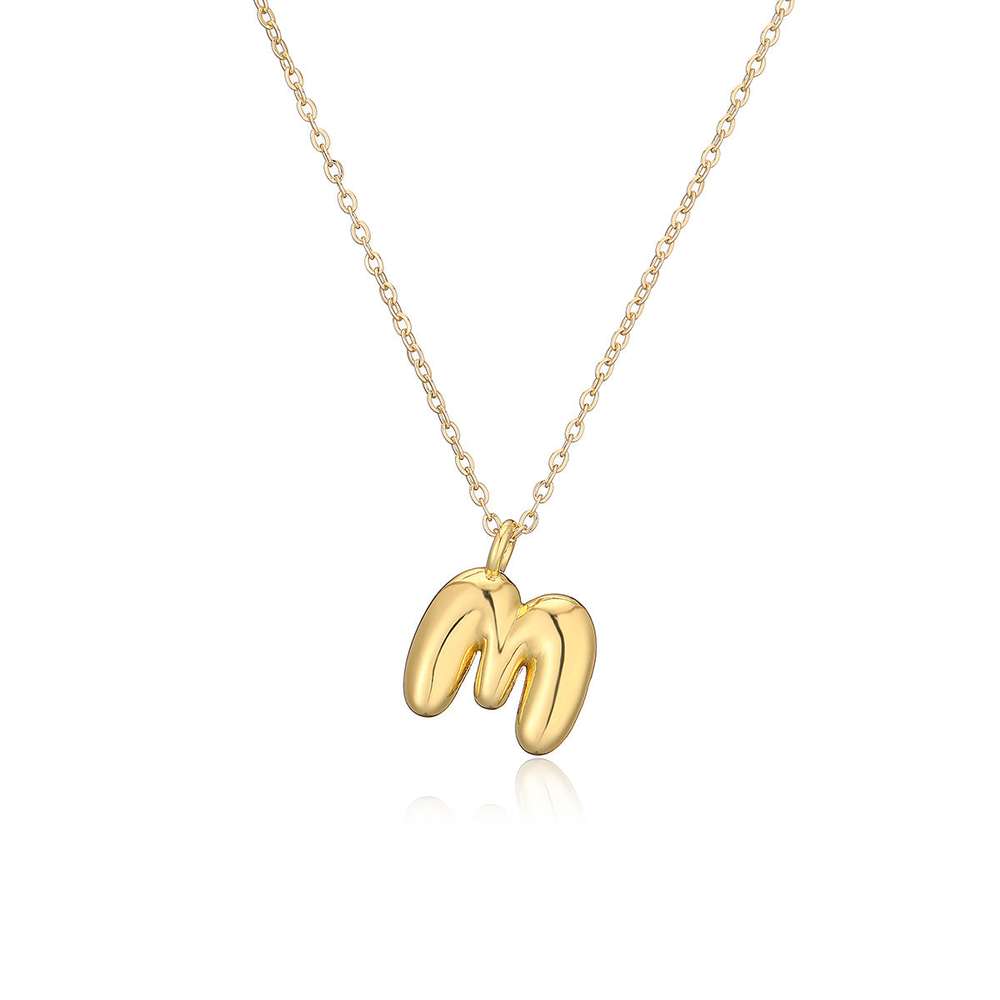 Copper Plated Gold 26 English Letters Pendant Necklace Niche Personality Clavicle Chain - Minihomy