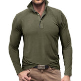 Men's Henley Shirt Lapel T-shirt Top - Minihomy