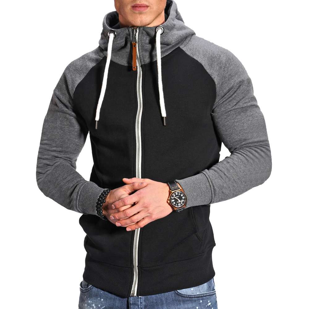 Men's Sports Fleece Cardigan Multicolor Hoodie - Minihomy