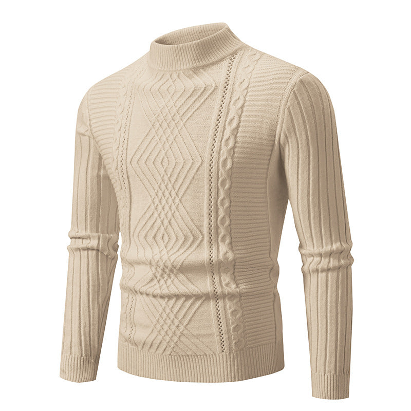 Men's Solid Color Stand Collar Sweater: Elevate Your Casual Style - Minihomy