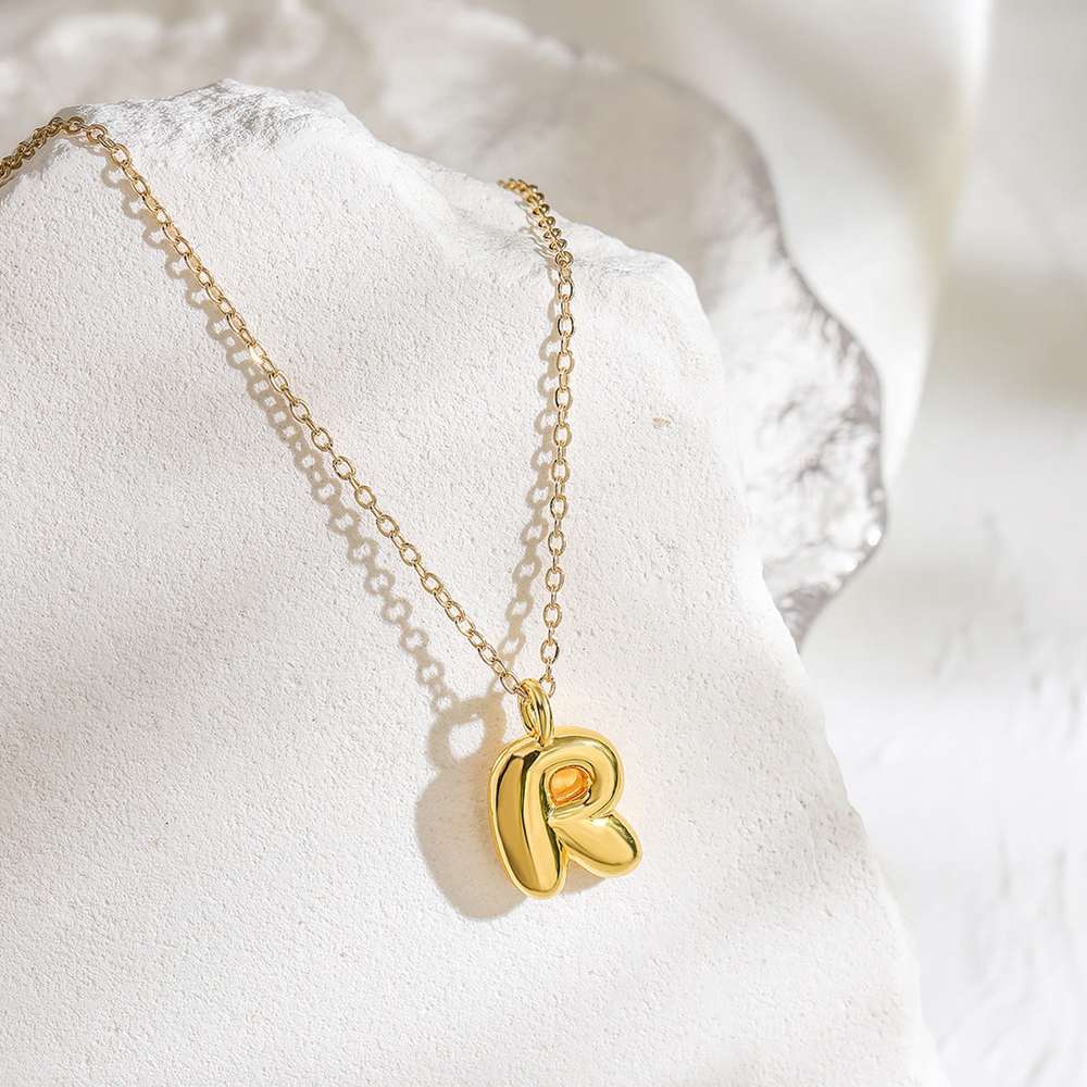 Copper Plated Gold 26 English Letters Pendant Necklace Niche Personality Clavicle Chain - Minihomy