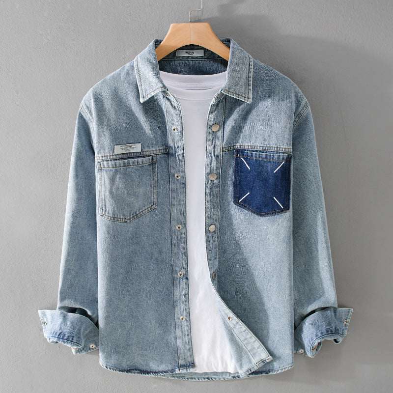 Men's Retro Denim Long-sleeved Shirt: Vintage Style for Modern Men - Minihomy