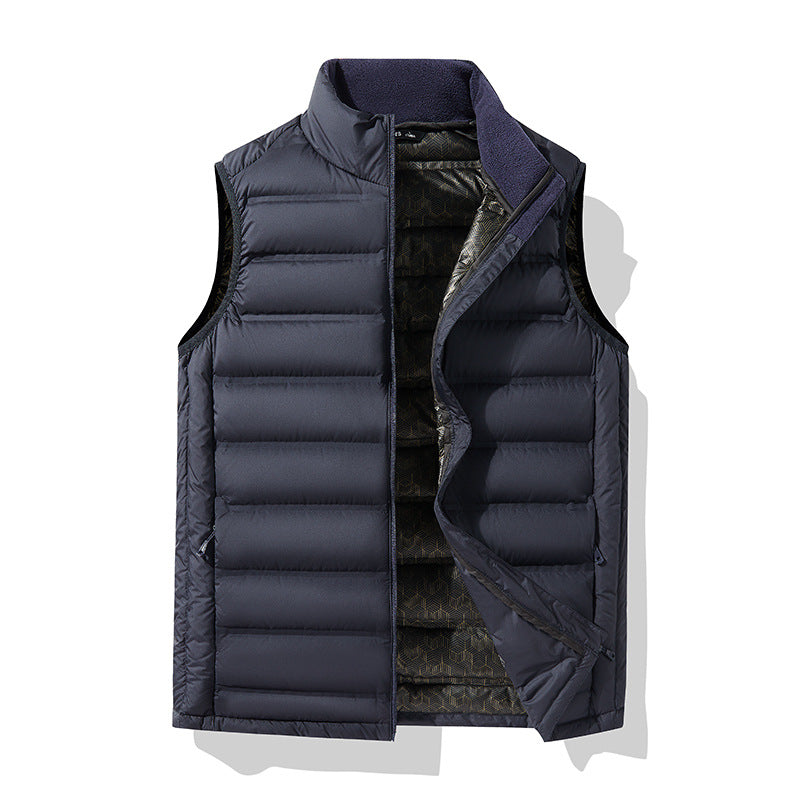 Plus Size Down Stand-up Collar Thermal Thick Graphene Vest Waistcoat - Minihomy