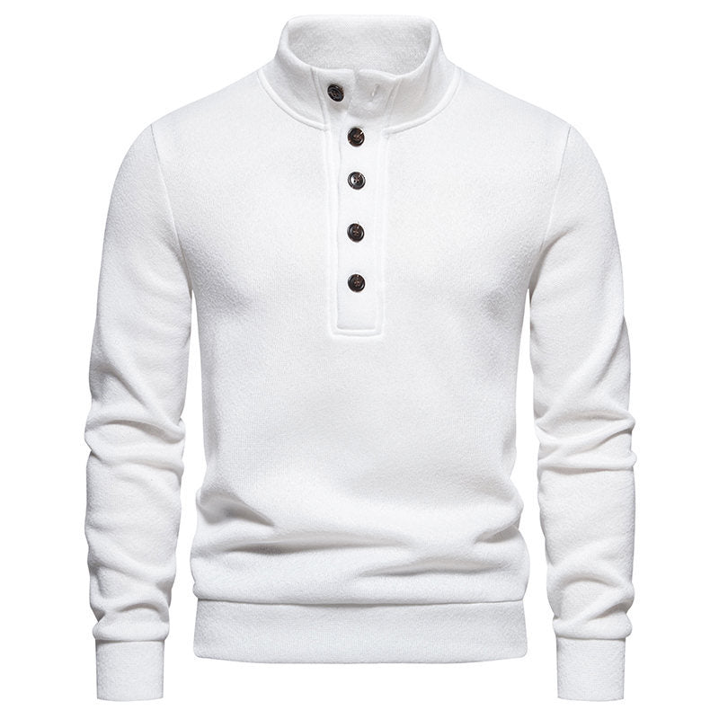 Men's Turtleneck Buttons Pullover Casual Loose - Minihomy